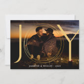 Vrolijk Goud Paar Foto Kerstmis Feestdagenkaart (Voorkant)