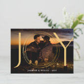 Vrolijk Goud Paar Foto Kerstmis Feestdagenkaart (Staand voorkant)