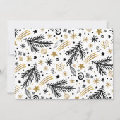 Vrolijk Goud Wit Zwart Pines Kerstmis 2 foto Kaart (Achterkant)