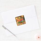 Vrolijk Gouden Kerstmis Vierkante Sticker (Envelop)
