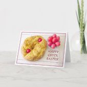 Vrolijk Grieks Pasen met Tsoureki Brood Kaart (Voorkant)