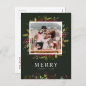 Vrolijk groen | Bewerkbare kleuren Foto Feestdagenkaart (Voorkant / Achterkant)
