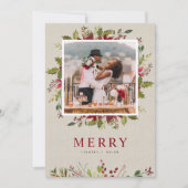 Vrolijk groen | Huwelijksfoto Flat Feestdagenkaart (Voorkant)