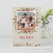 Vrolijk groen | Huwelijksfoto Flat Feestdagenkaart (Staand voorkant)