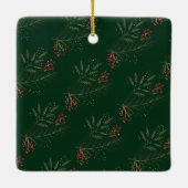 Vrolijk Groen Kerstmis Foto Botanisch lijst Keramisch Ornament (Achterkant)