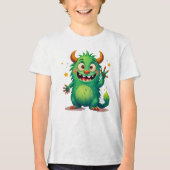 Vrolijk groen monster Tri-Blend shirt (Voorkant)