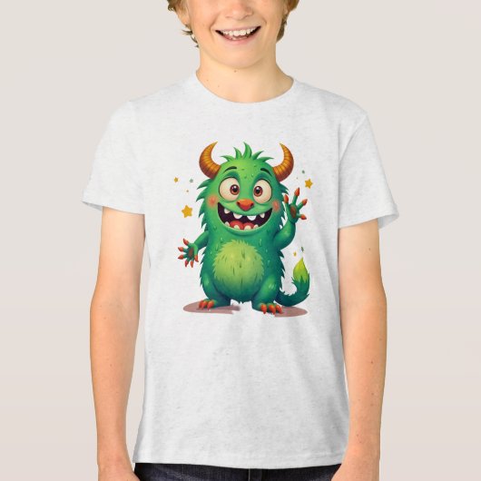 Vrolijk groen monster Tri-Blend shirt (Voorkant)