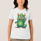 Vrolijk groen monster Tri-Blend shirt (Voorkant)