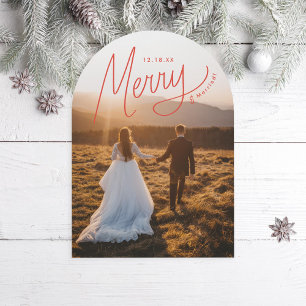 Vrolijk Hand-Lettering Pas getrouwd Vakantie Foto Kaart