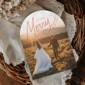 Vrolijk Hand-Lettering Pas getrouwd Vakantie Foto  Kaart