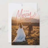 Vrolijk Hand-Lettering Pas getrouwd Vakantie Foto  Kaart (Voorkant)