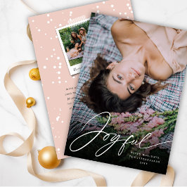 Vrolijk handschrift script stijlvolle kerst foto feestdagenkaart