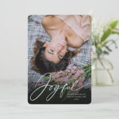 Vrolijk handschrift script stijlvolle kerst foto feestdagenkaart (Staand voorkant)