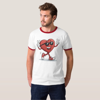 Vrolijk hart cartoon grappig T-shirt