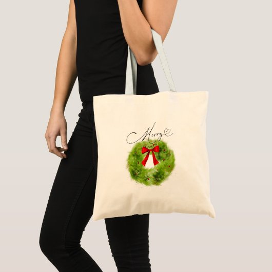 Vrolijk hart Kerstkrans Tote Bag (Voorkant (product))