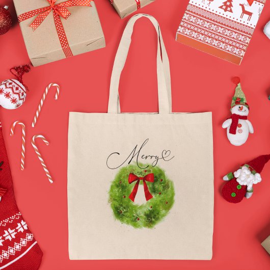 Vrolijk hart Kerstkrans Tote Bag