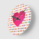 Vrolijk Hart Kleurrijk Patroon Ronde Klok (Hoek)