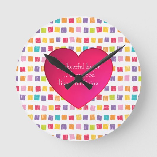 Vrolijk Hart Kleurrijk Patroon Ronde Klok (Voorkant)