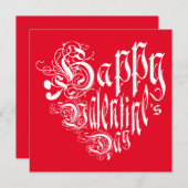 Vrolijk hart op de dag van de Valentijn in wit, ro Feestdagenkaart (Voorkant / Achterkant)