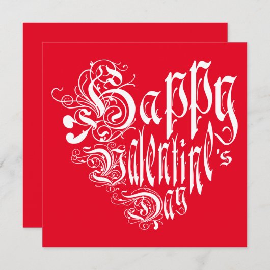 Vrolijk hart op de dag van de Valentijn in wit, ro Feestdagenkaart (Voorkant / Achterkant)