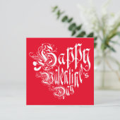 Vrolijk hart op de dag van de Valentijn in wit, ro Feestdagenkaart (Staand voorkant)