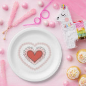 Vrolijk hart servet papieren bordje (Feest)