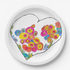 Vrolijk Hart van Lydia's Art Sangria Papieren Bordje