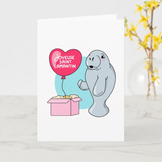 Vrolijk Heilig Lamantin Kaart (Gele Bloem)