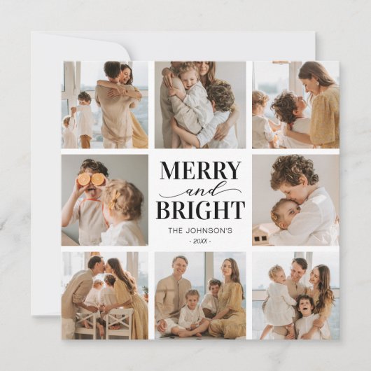 Vrolijk & helder 8 foto Kerstmis Feestdagenkaart (Voorkant)