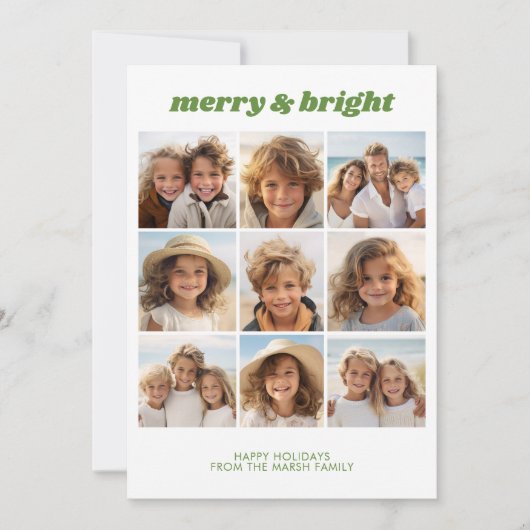 Vrolijk & helder - 9 foto - Zen Arch Groen Wit Feestdagenkaart (Voorkant)