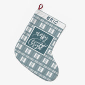 Vrolijk & helder | Aangepaste naam | Munt groen Grote Kerstsok (Voorkant (Hangend))