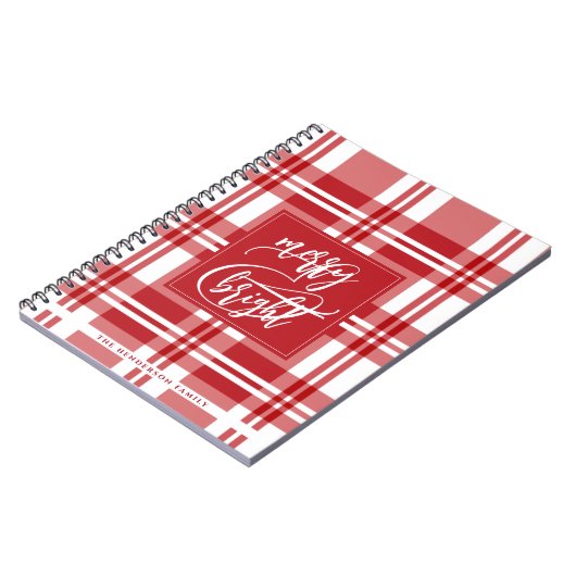 Vrolijk & helder | Achternaam | Red Plaid Notitieboek (Linkerzijde)
