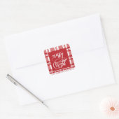 Vrolijk & helder | Achternaam | Red Plaid Vierkante Sticker (Envelop)