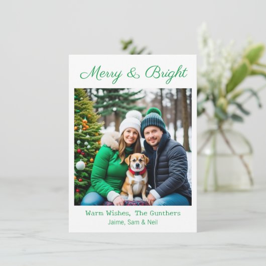 Vrolijk & helder | Afbeelding gepersonaliseerde ke Feestdagenkaart (Staand voorkant)