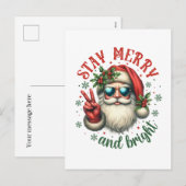 Vrolijk helder bericht Santa toevoegen Feestdagenkaart (Voorkant / Achterkant)