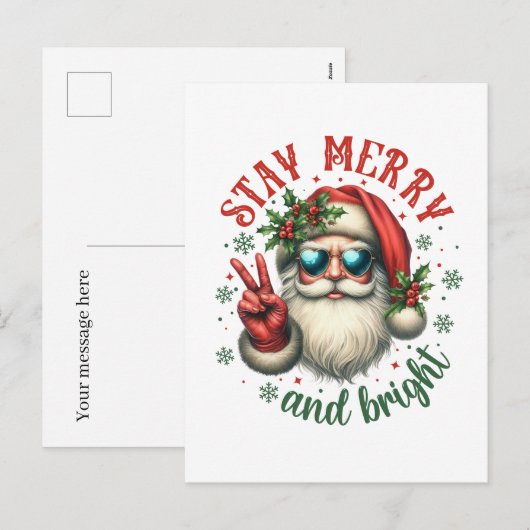 Vrolijk helder bericht Santa toevoegen Feestdagenkaart (Voorkant / Achterkant)