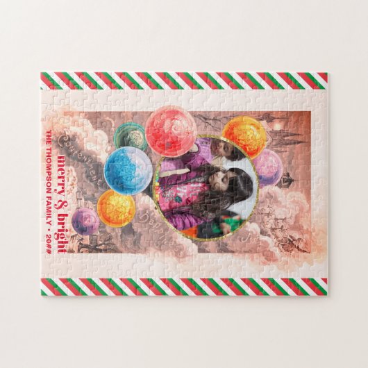 Vrolijk & Helder Chique Familie Foto Kerstbubbels Legpuzzel (Horizontaal)