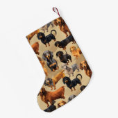 Vrolijk & helder Dachshund Kleine Kerstsok (Achterkant (Hangend))
