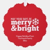 Vrolijk & Helder Eenvoudig Rood Wit - Kerstfoto Ornament Kaart (Achterkant)