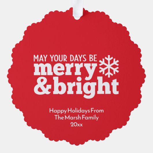 Vrolijk & Helder Eenvoudig Rood Wit - Kerstfoto Ornament Kaart (Achterkant)