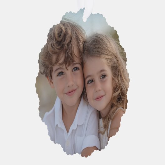 Vrolijk & Helder Eenvoudig Rood Wit - Kerstfoto Ornament Kaart (Rechts)