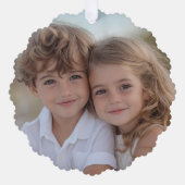 Vrolijk & Helder Eenvoudig Rood Wit - Kerstfoto Ornament Kaart (Voorkant)