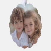 Vrolijk & Helder Eenvoudig Rood Wit - Kerstfoto Ornament Kaart (Links)