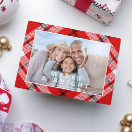 Vrolijk & Helder Elegant Rood Plaid Foto Kerstmis