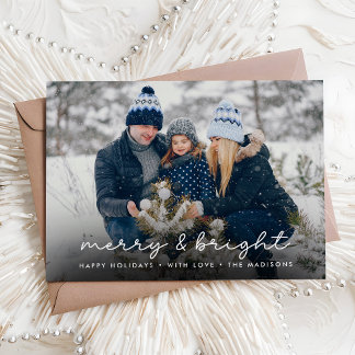 Vrolijk & Helder Elegante Familie Foto Kerstmis Feestdagenkaart