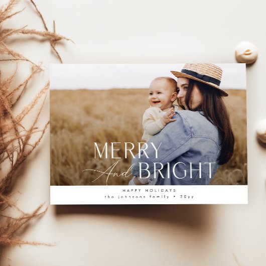 Vrolijk & helder: Elegante familie Kerstfoto Feestdagenkaart