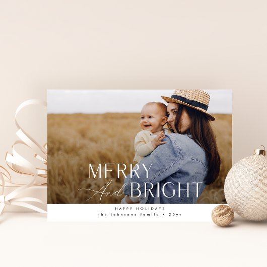 Vrolijk & helder: Elegante familie Kerstfoto Feestdagenkaart