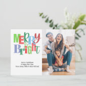 Vrolijk & Helder Familie Foto Kerstmis Feestdagenkaart (Staand voorkant)