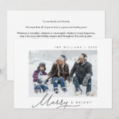 Vrolijk & Helder, Familie Foto, Modern Schrift Feestdagenkaart (Voorkant / Achterkant)