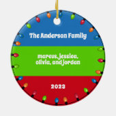 Vrolijk & Helder Foto Kleurrijke Kerstverlichting Keramisch Ornament (Achterkant)